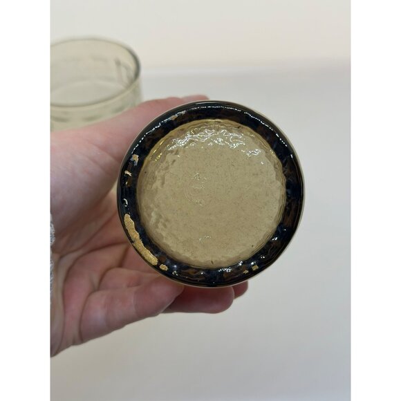 VTG Anchor Hocking Smoke Glasses Tartan Square Cube Waffle Block MCM Set of 2 - Picture 4 of 5